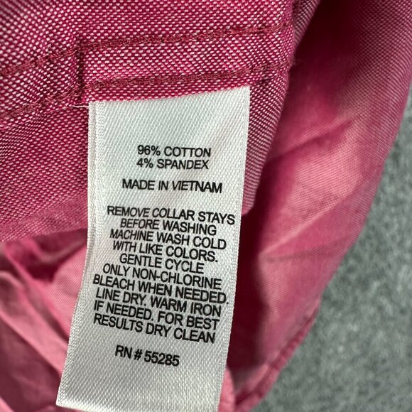 Express 1MX Shirt Mens Small Fitted Hot Pink Cotton Stretch Button Up Long Sleev - Picture 3 of 6